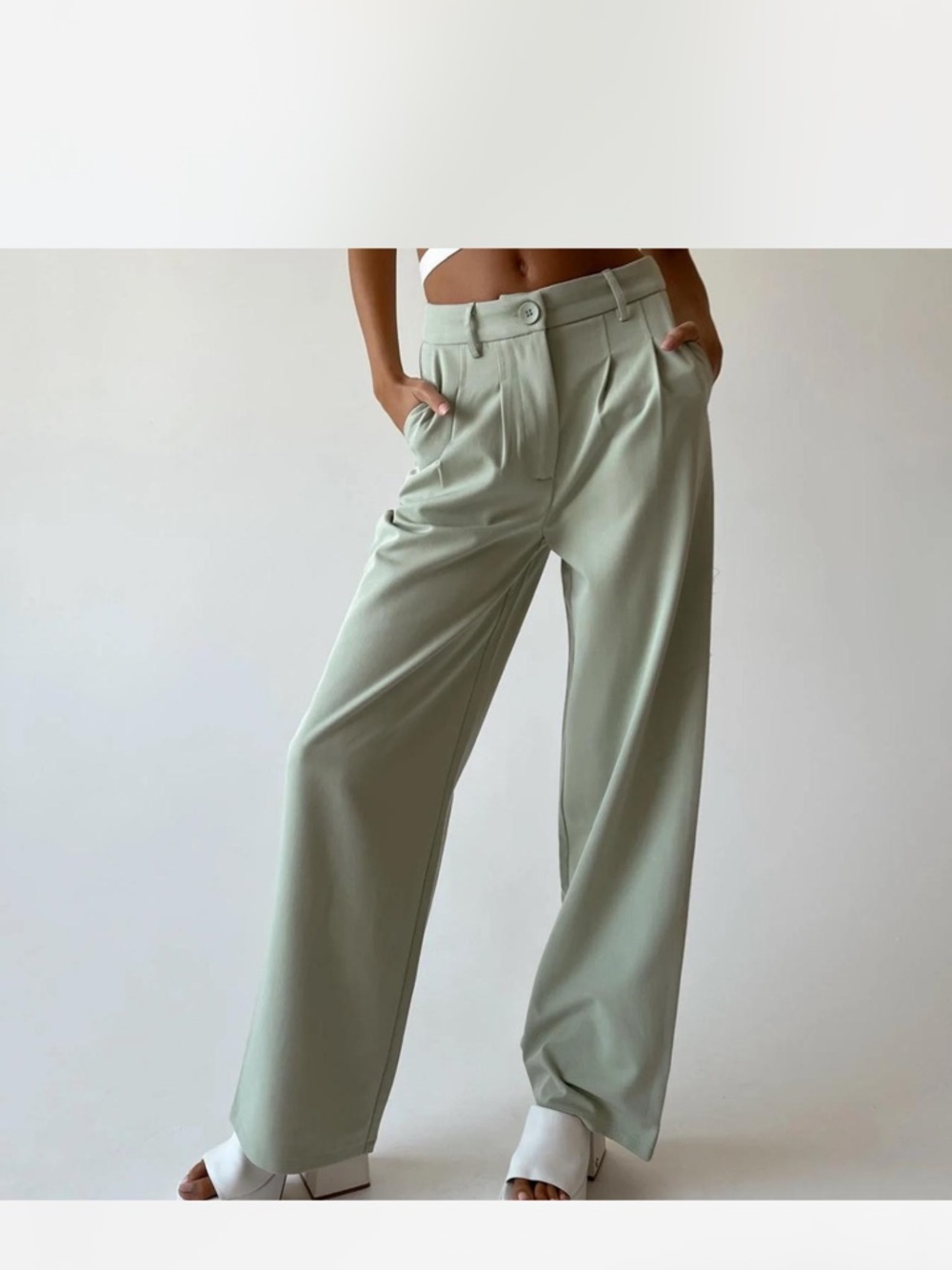 Princess Polly Archer Pants in Sage Green